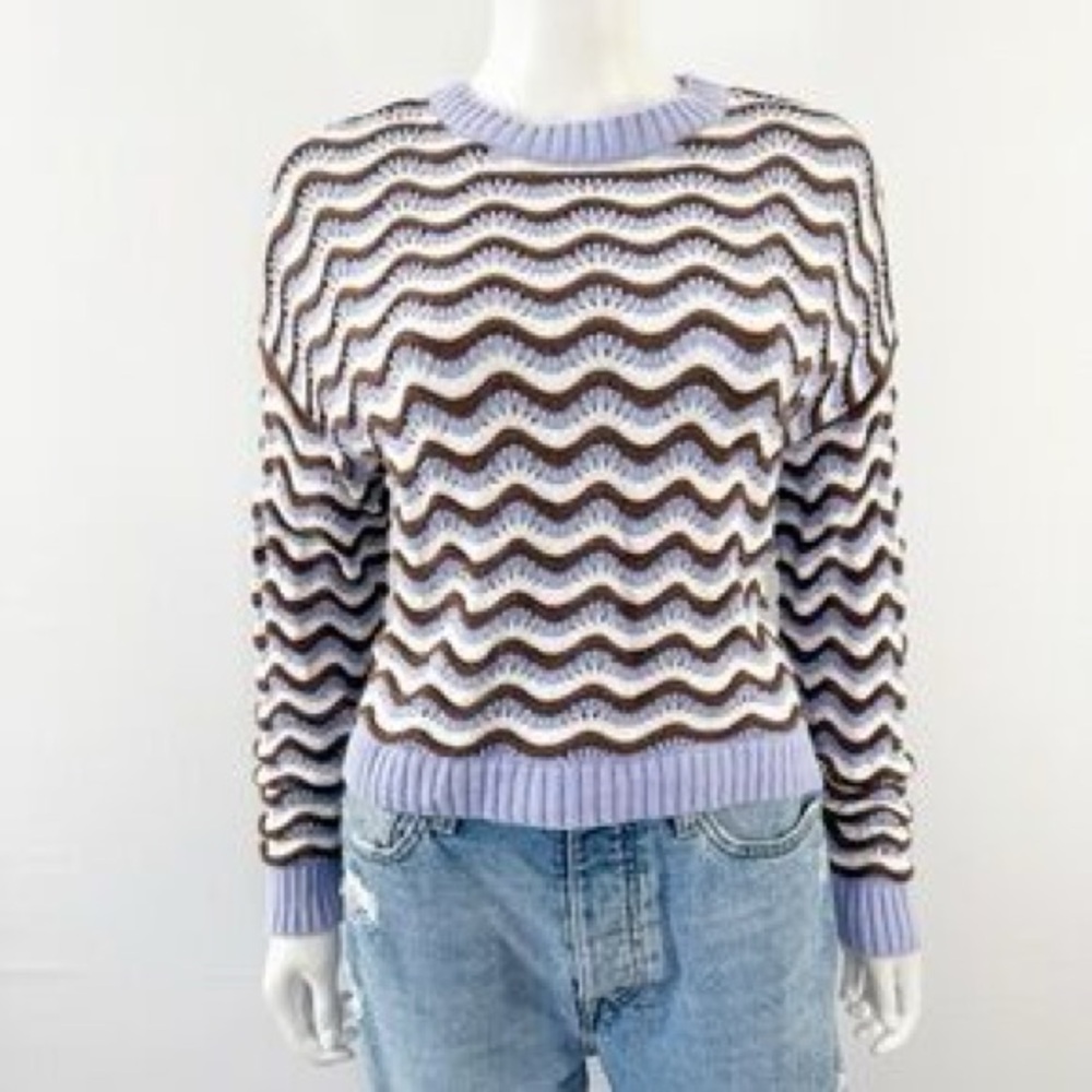 Hollister Purple and Brown Chevron Crew Neck Sweater